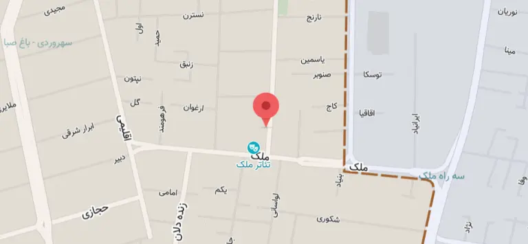 نقشه موقعیت مکانی: تهران، خیابان شریعتی، خیابان ملک، خیابان ورنوابی، پلاک ۱۳